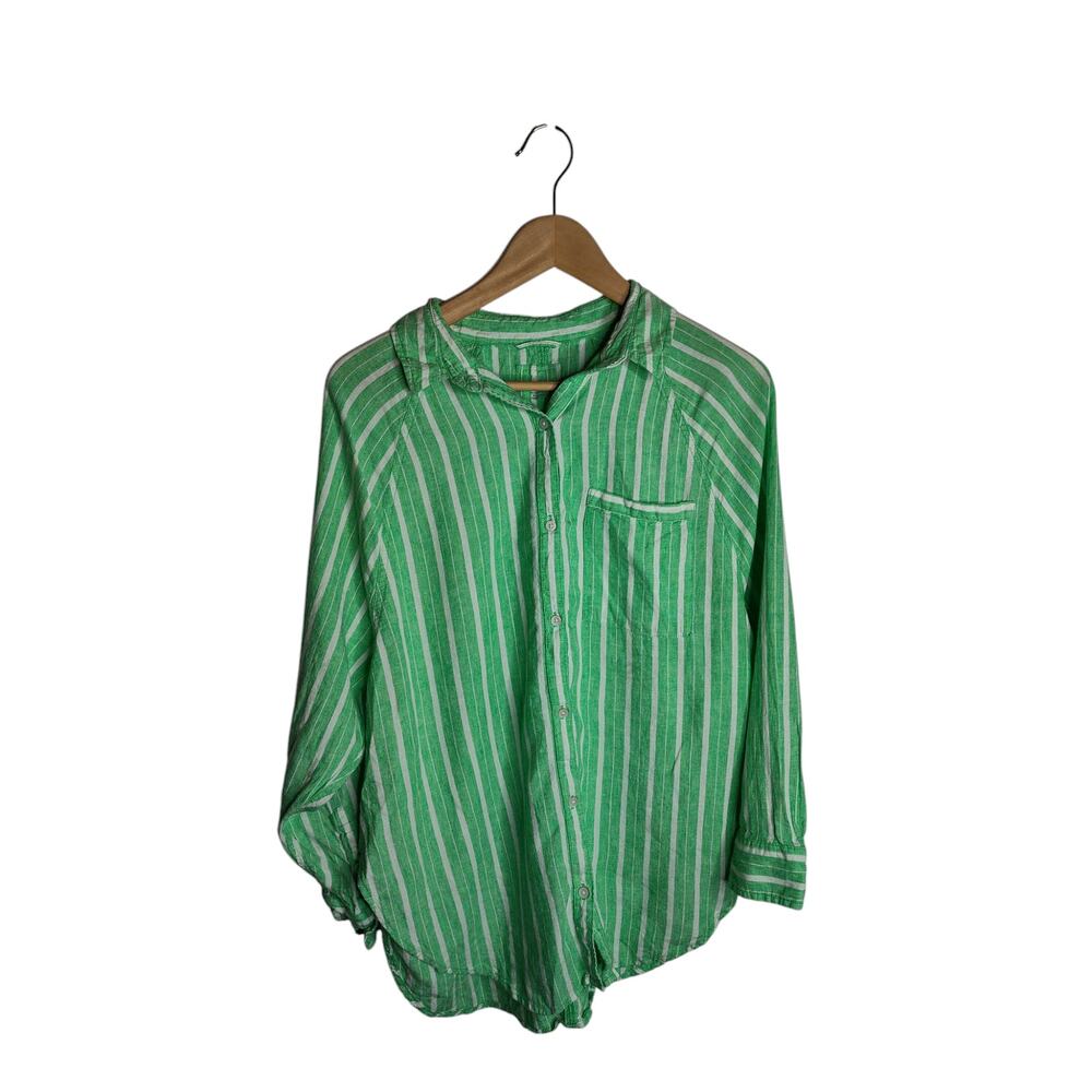 Aerie Pool to Party Linen Blend Cover Up Button Down Shirt size S